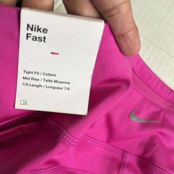 Nike Fast Dri Fit Tight Fit Mid Rise 7/8 Length Leggings Pink XLarge $70 NWT - Picture 8 of 16